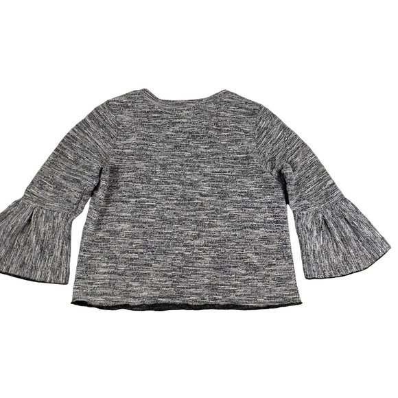 Urban Romantics Women's Knit Top Bell Sleeve Black White Fleck size Small JH972 - Picture 3 of 4